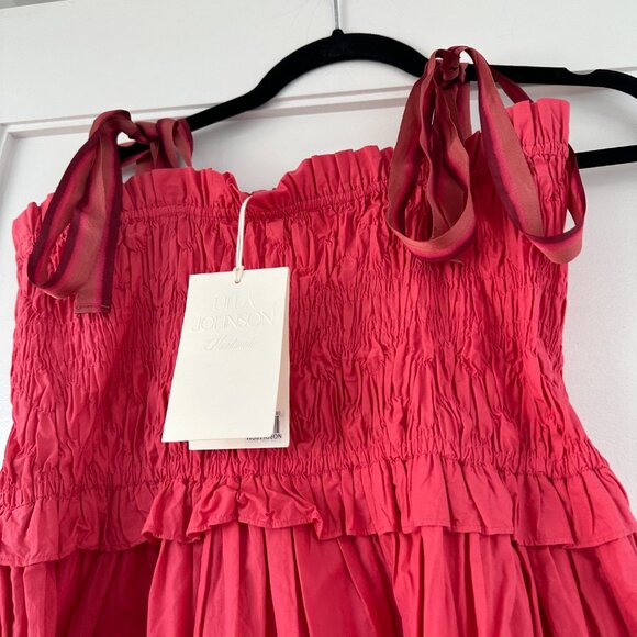 NWT Ulla Johnson Akshara Midi Dress In Honeysukle Sz 8 Shoulder Tie Straps - Picture 9 of 9